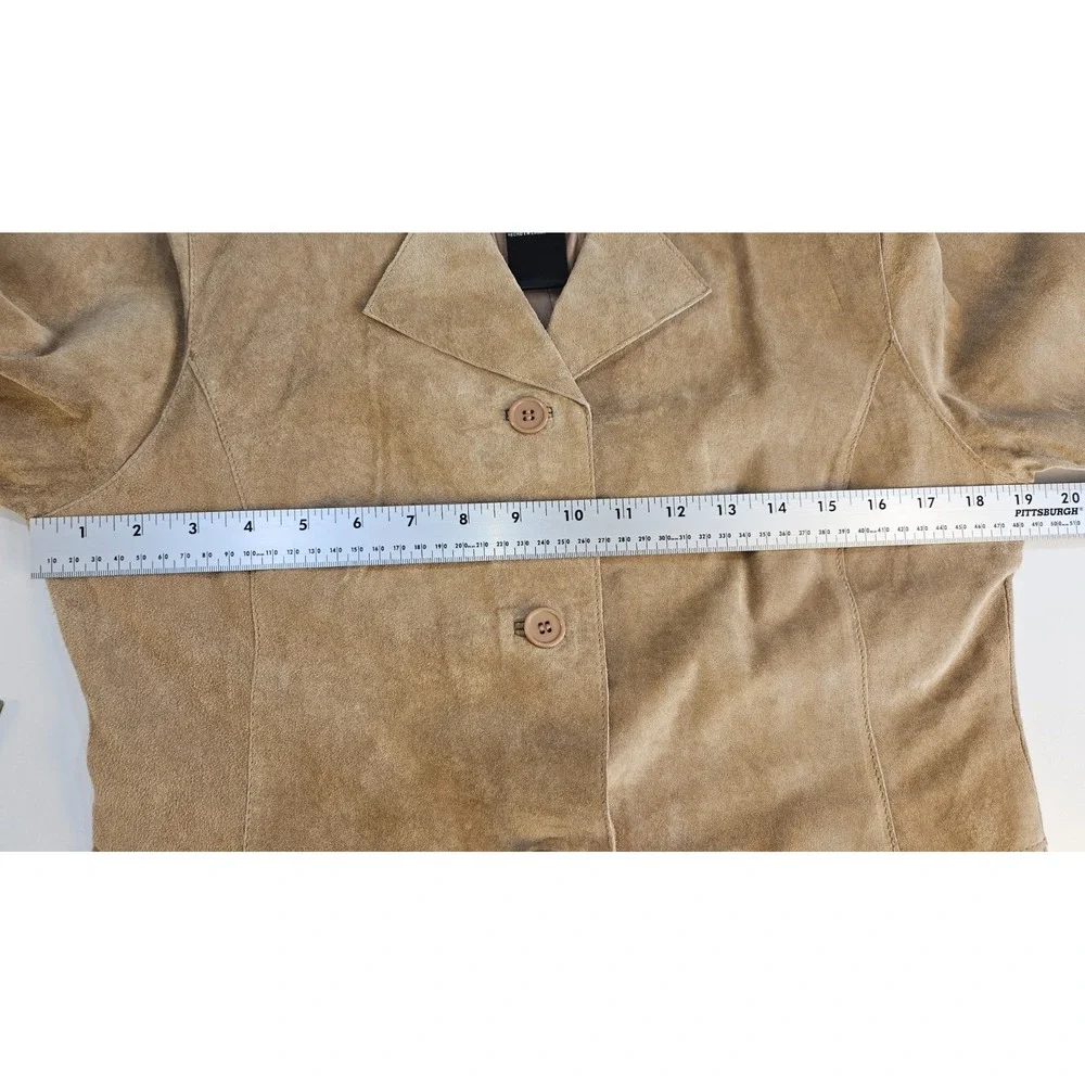VTG Brandon Thomas Luxury Women's 100% Leather Jacket Suede Sz‎ M BTan Button up